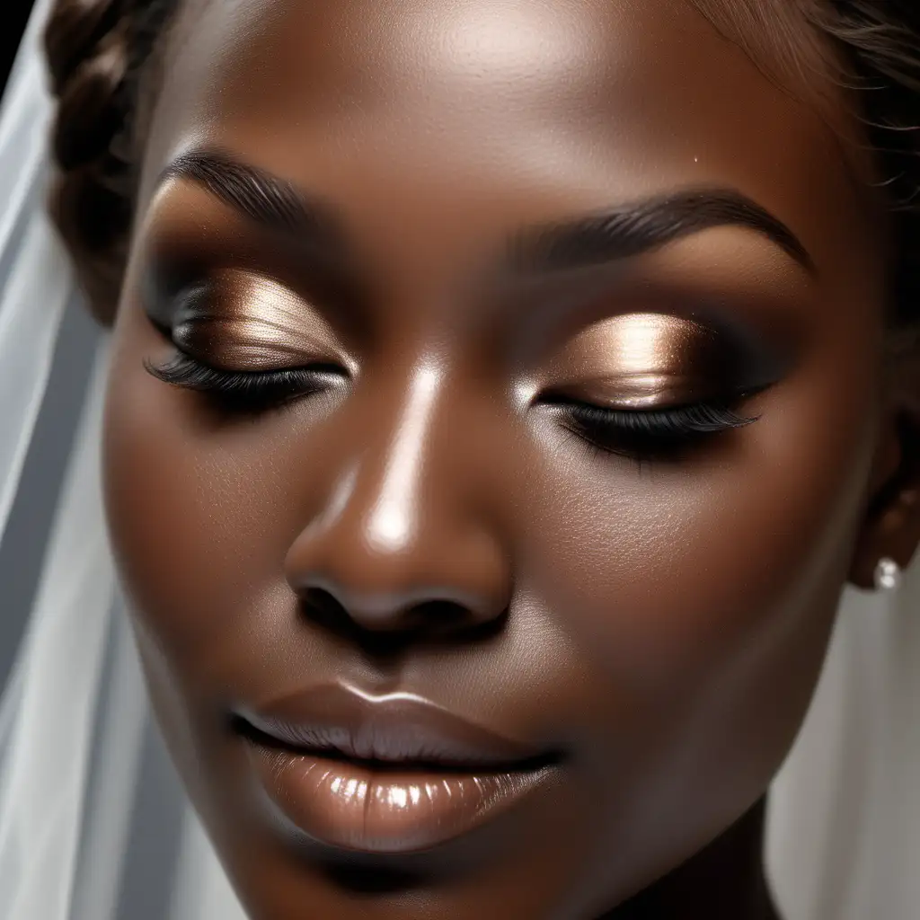Elegant Brazilian Bridal Makeup Stunning Black Skin CloseUp