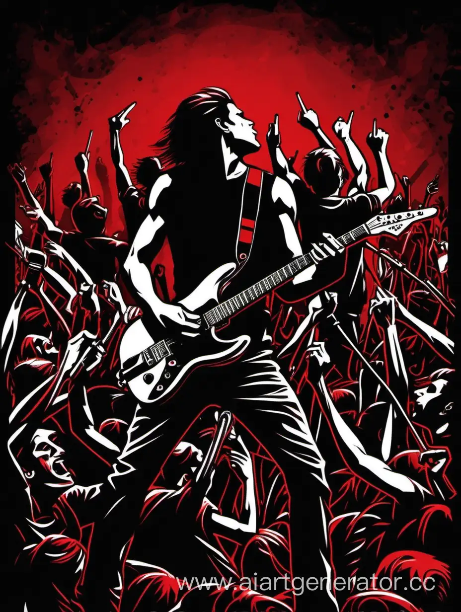 rock concert in black-red tones