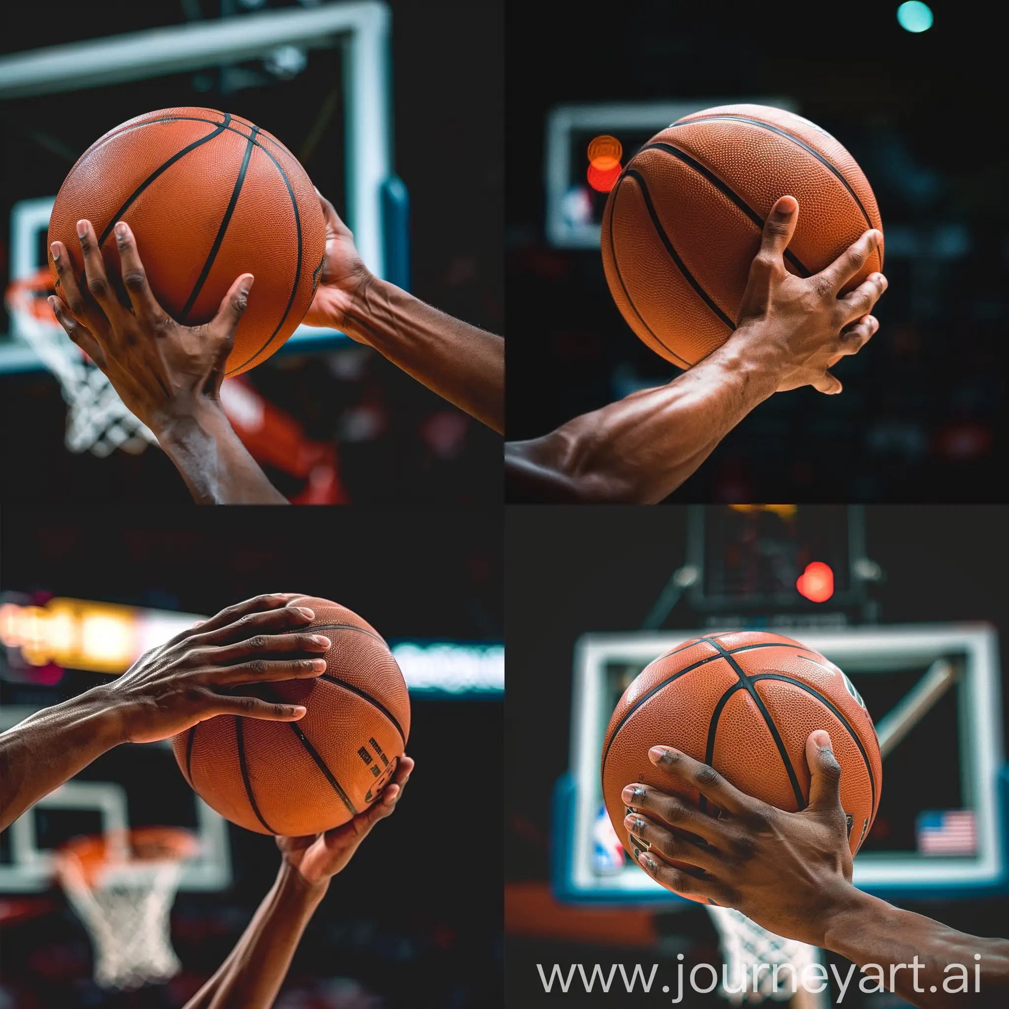 hand holding a basketball to do a layup 