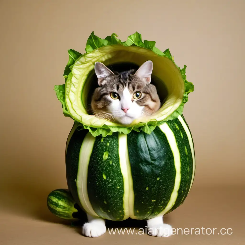 Playful-Cat-in-Adorable-Zucchini-Costume