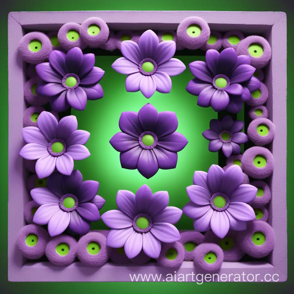 цветы в квадрате фиолетово зеленые