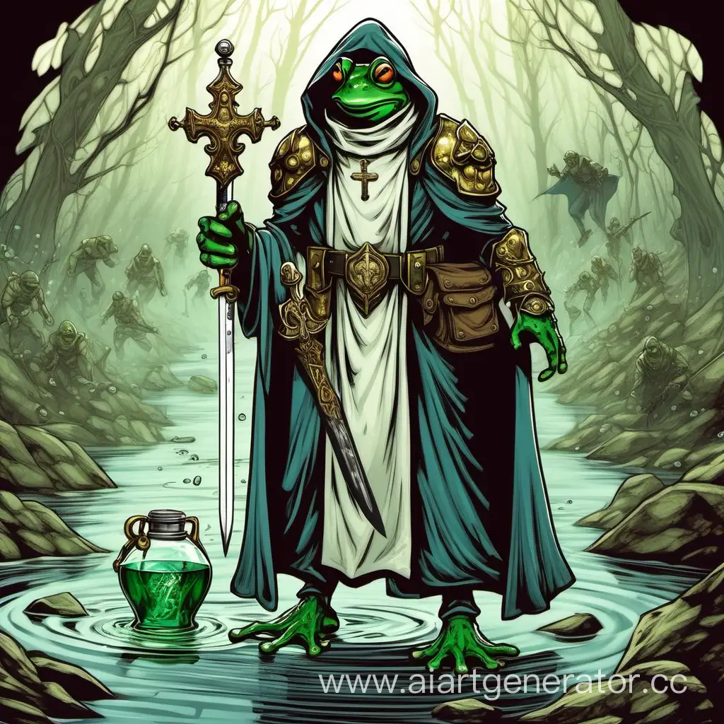 жабочеловек паладин священик с фляжкой святой воды в одной рлапе и мечем в другой