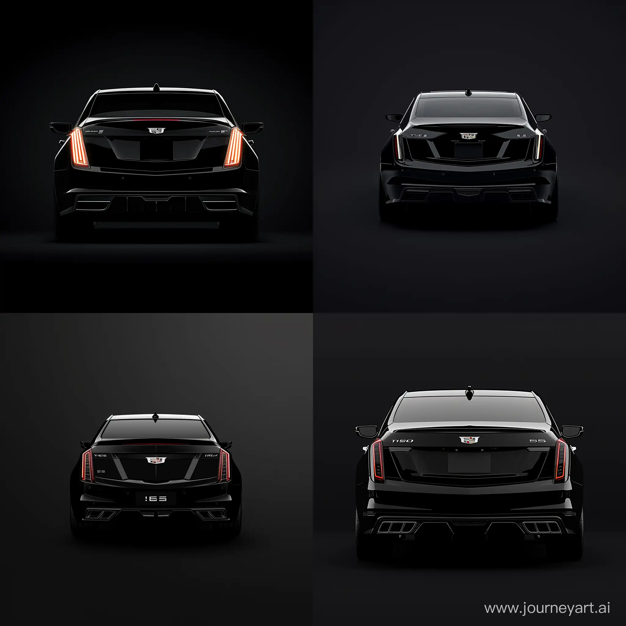 Minimalism 2D Illustration Car of Back View, Cadillac CT5: Black Body Color, Simple Dark Background, Adobe Illustrator Software, High Precision
