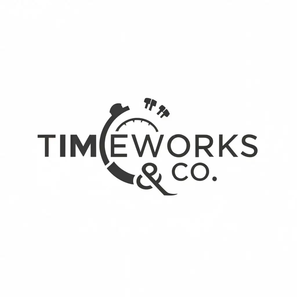 a logo design,with the text "TimeWorks & Co.", main symbol:Watch,Minimalistic,clear background