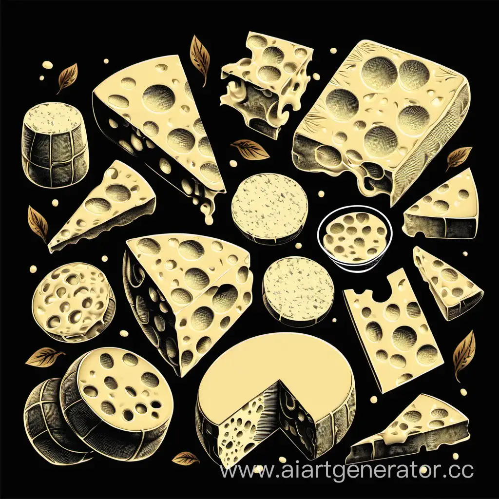 Assorted-Cheeses-on-Elegant-Black-Background