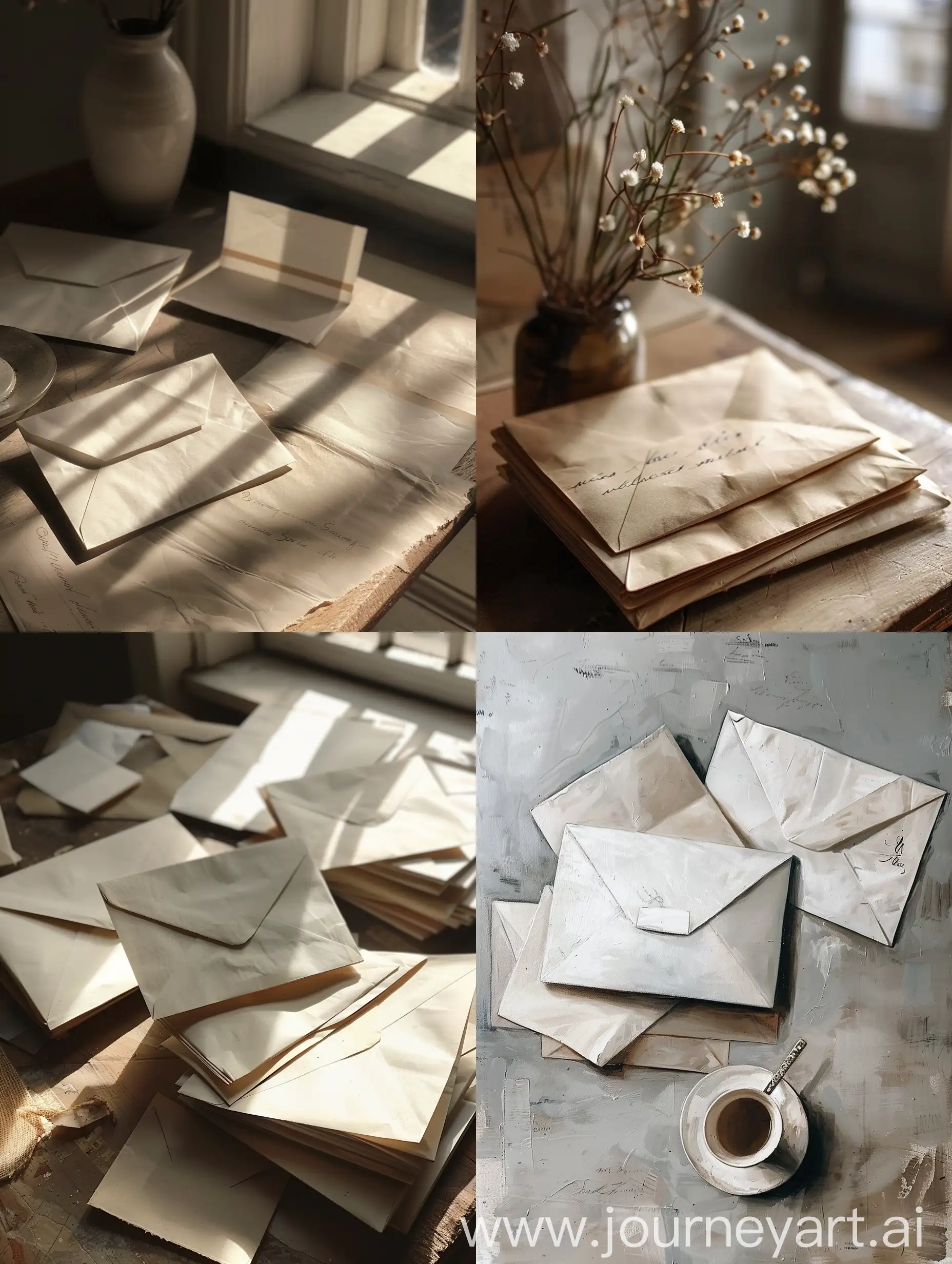 Artistic-Envelopes-Arranged-on-Table-Aesthetic-Display-of-Beauty