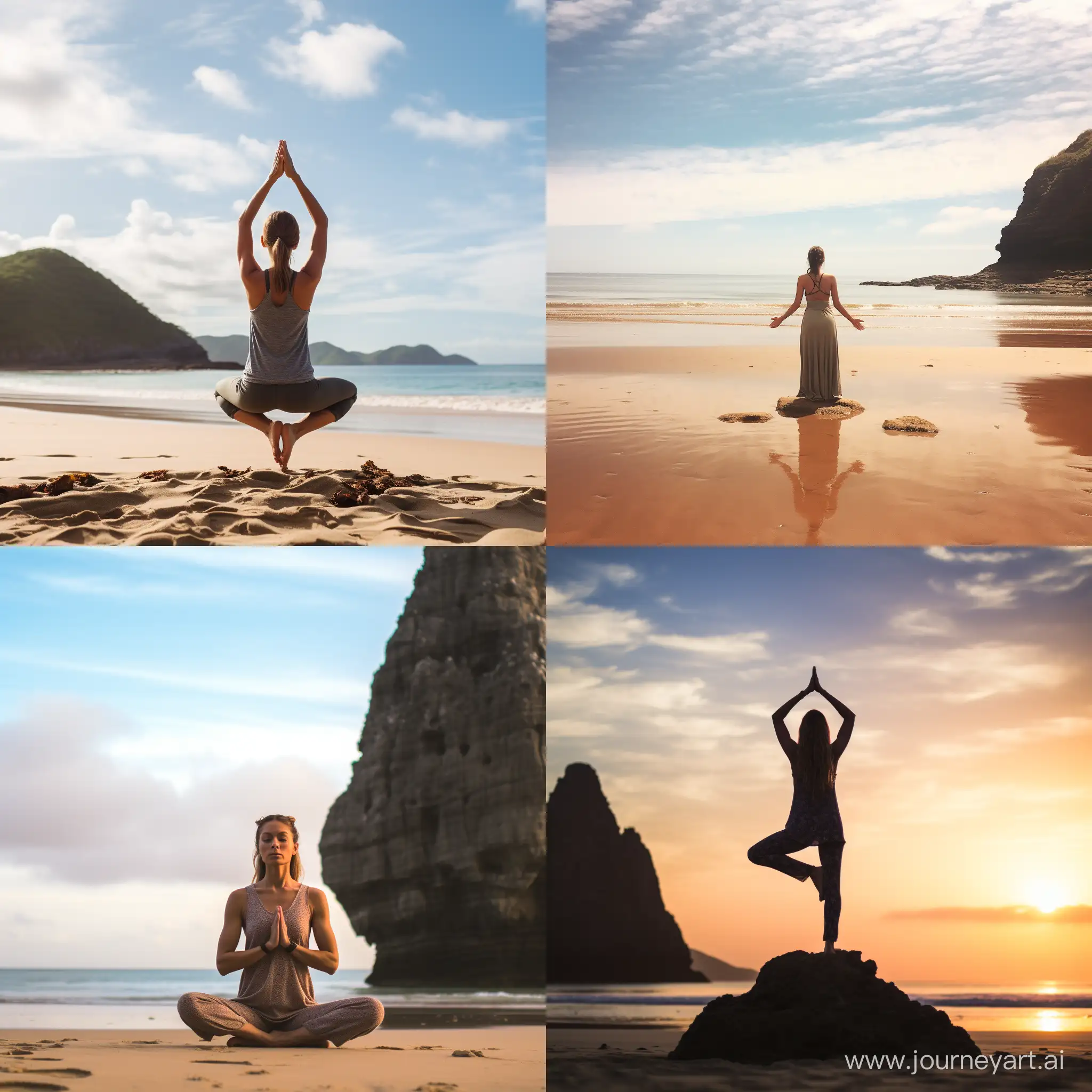 Beach-Yoga-Serenity-Tranquil-Woman-Engages-in-Yoga-Practice