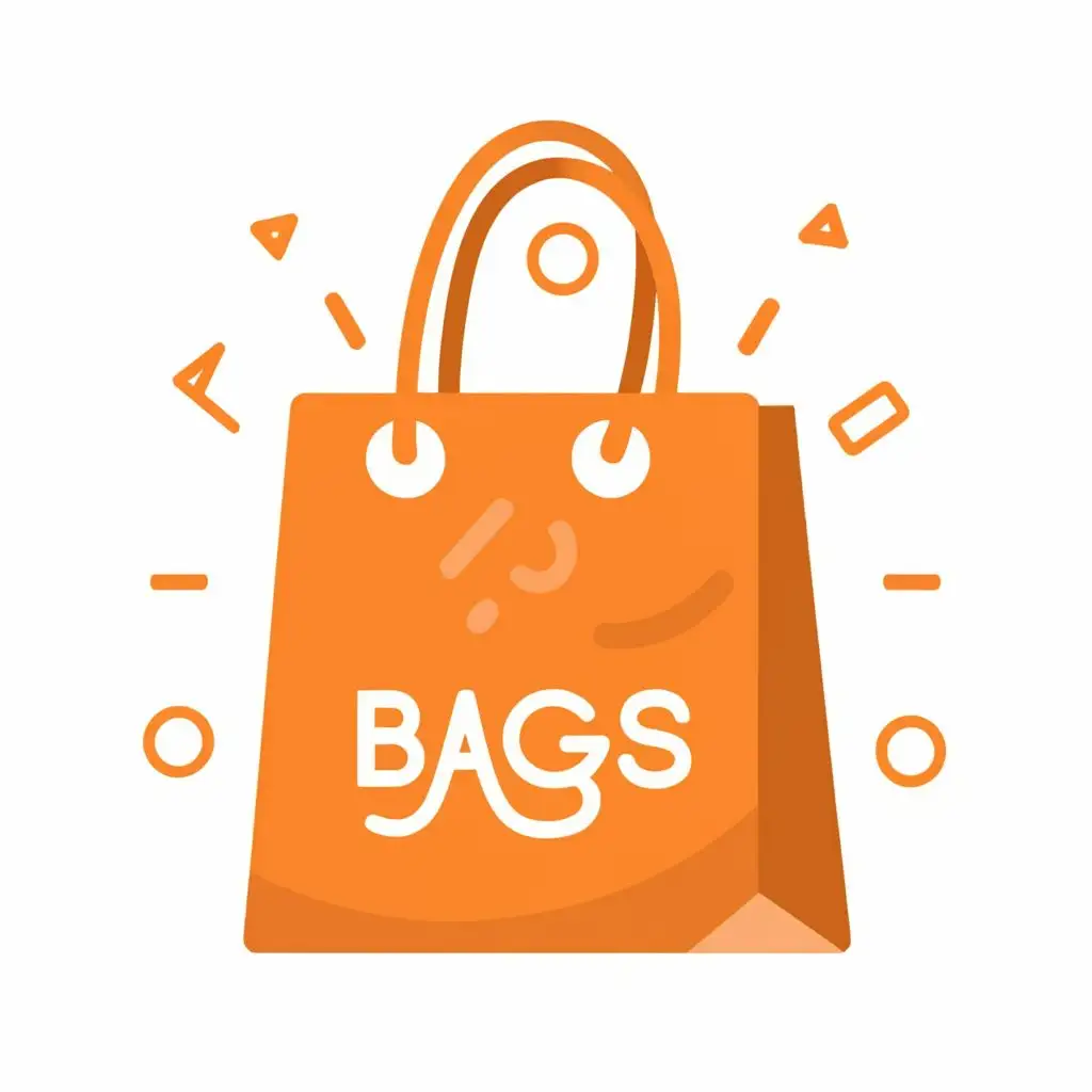 logo, orange shopping bag, with the text "BAGS", typography, be used in Retail industry