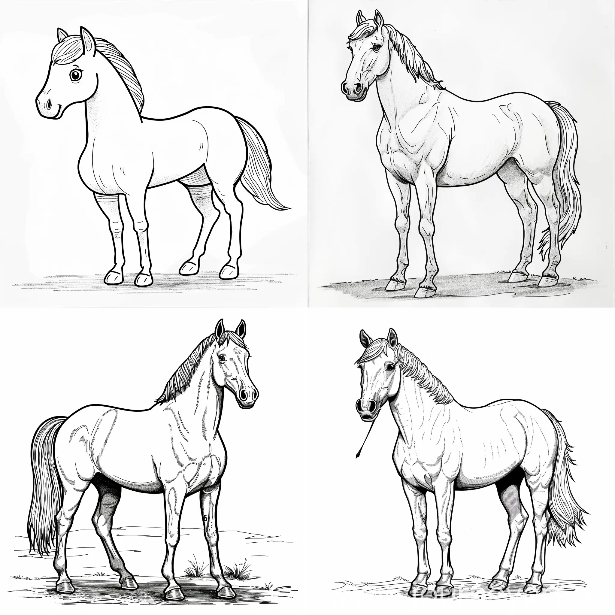 Simple-Horse-Drawing-for-Childrens-Coloring-Book