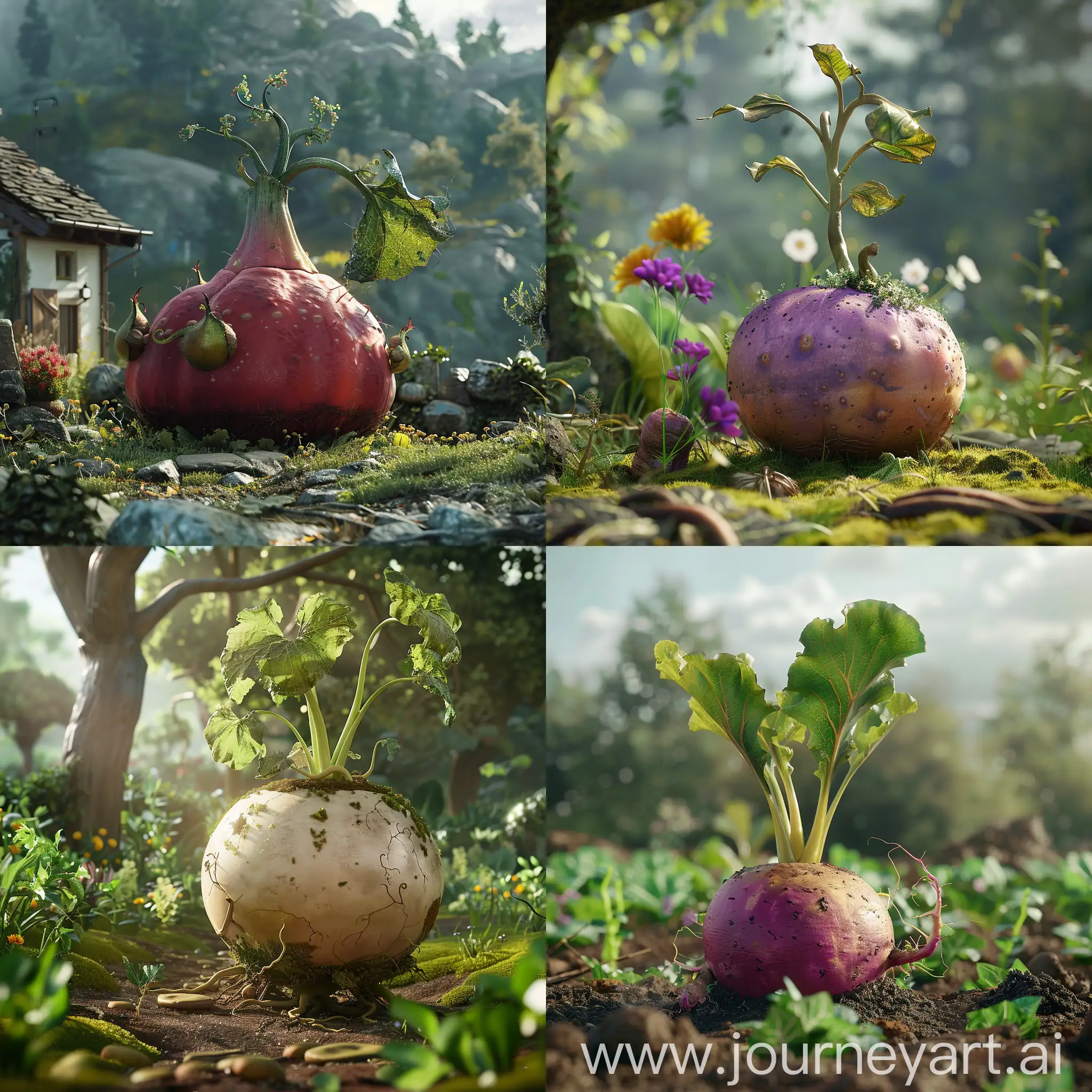 A big turnip in the garden :: 3D animation 