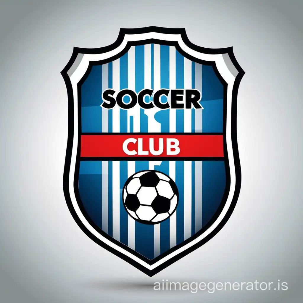 Soccer club logo. Vector graphics, digital, modern, black, blue, white, red.