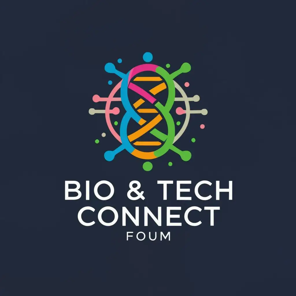 a logo design,with the text "Bio & Tech Connect Forum", main symbol:DNA RNA