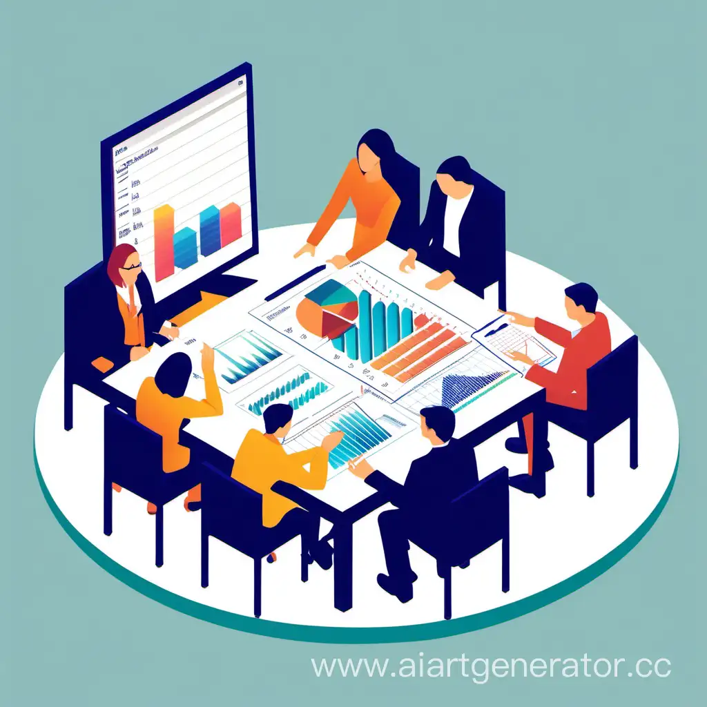 isometric image of a group of people discussing statistics