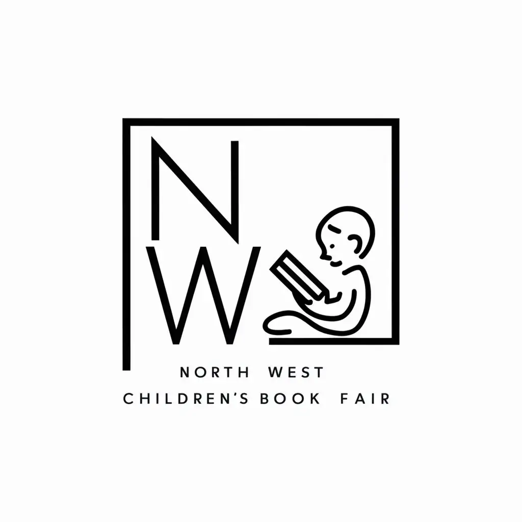 minimalistic logo for a book fair. title "North West Children's Book Fair"