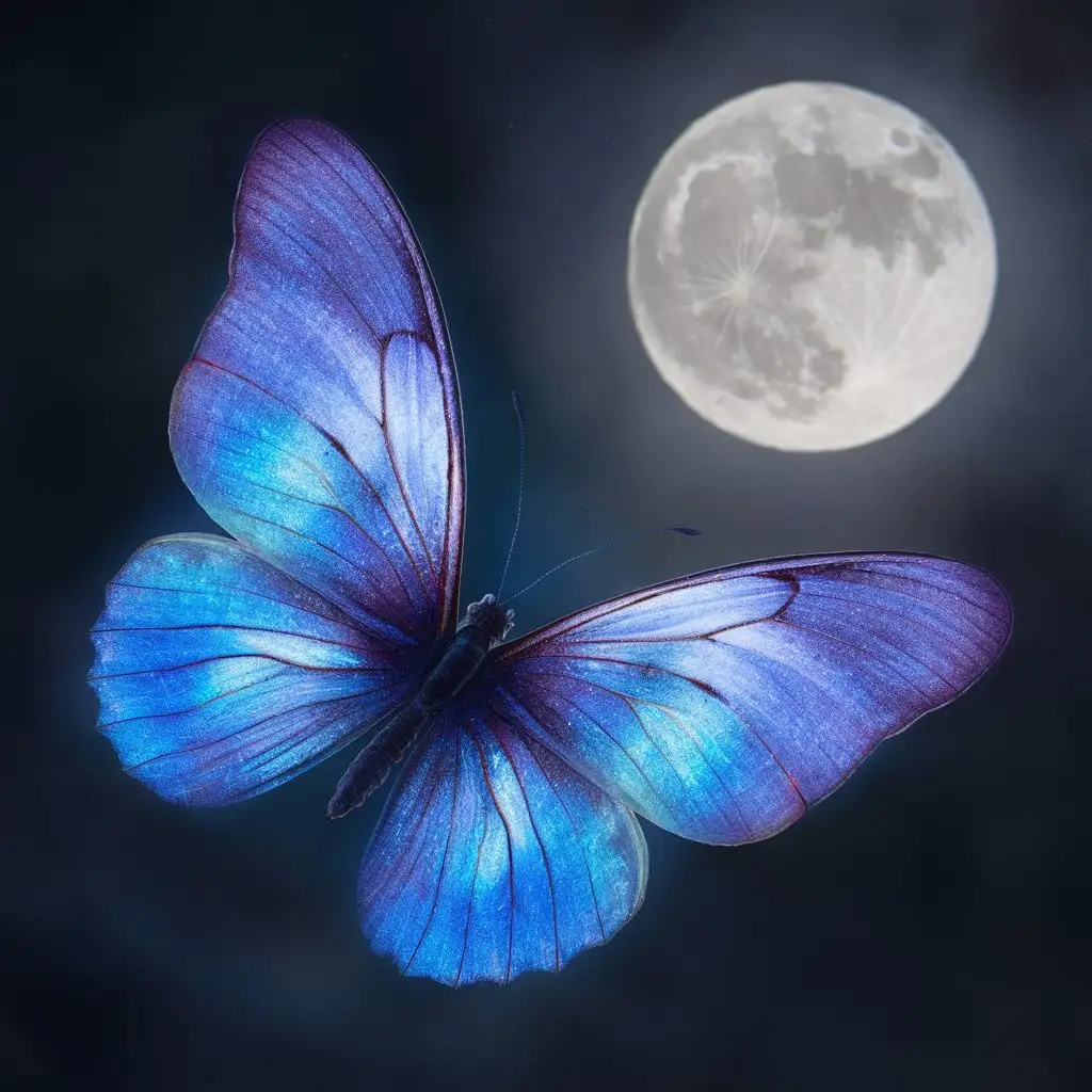 beautiful butterfly at night stars moonlight