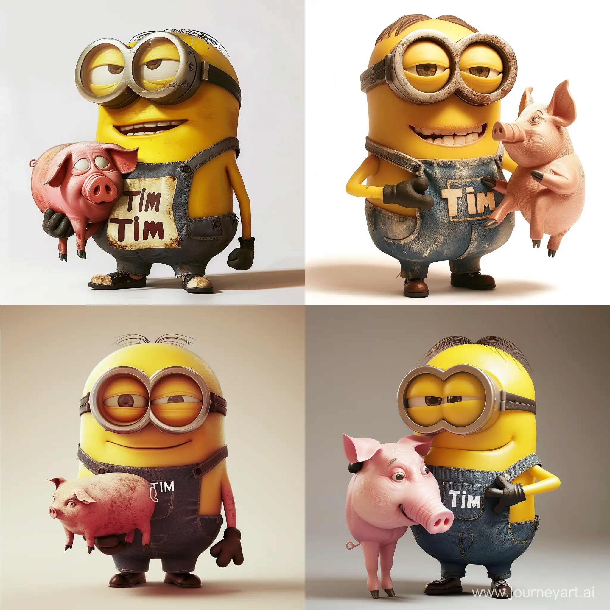 Muscular-Tim-Minion-Holding-Pig-Fitness-Enthusiast-Character-Art