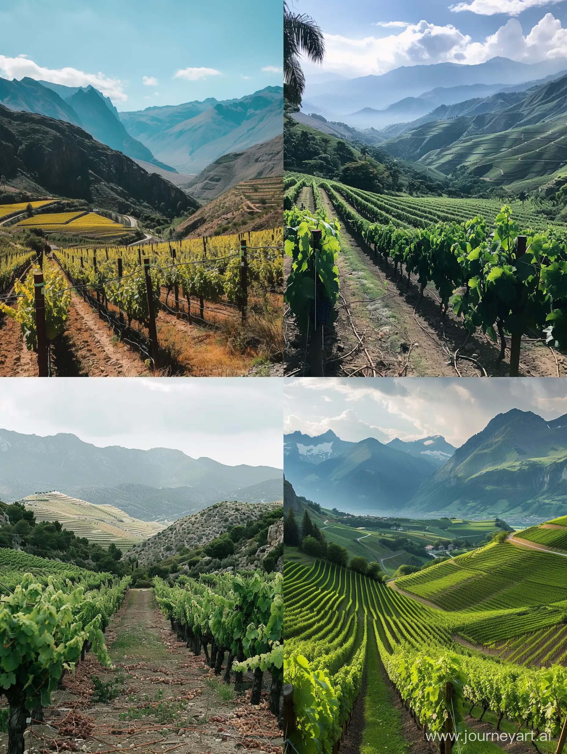 Serene-Mountain-Vineyards-Landscape-with-Rows-of-Vines