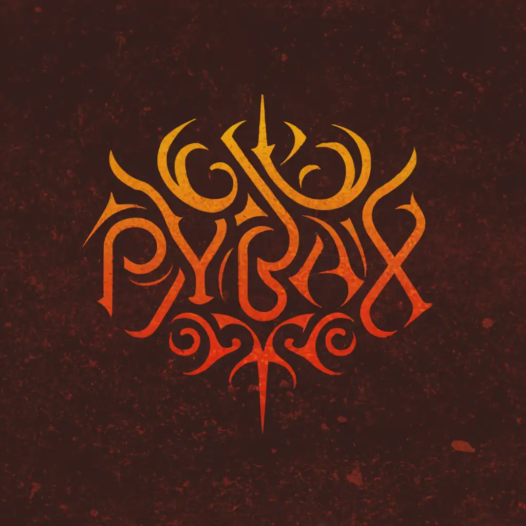 LOGO-Design-For-PYRAX-Stylish-Text-with-Hellish-Symbol-on-Clear-Background