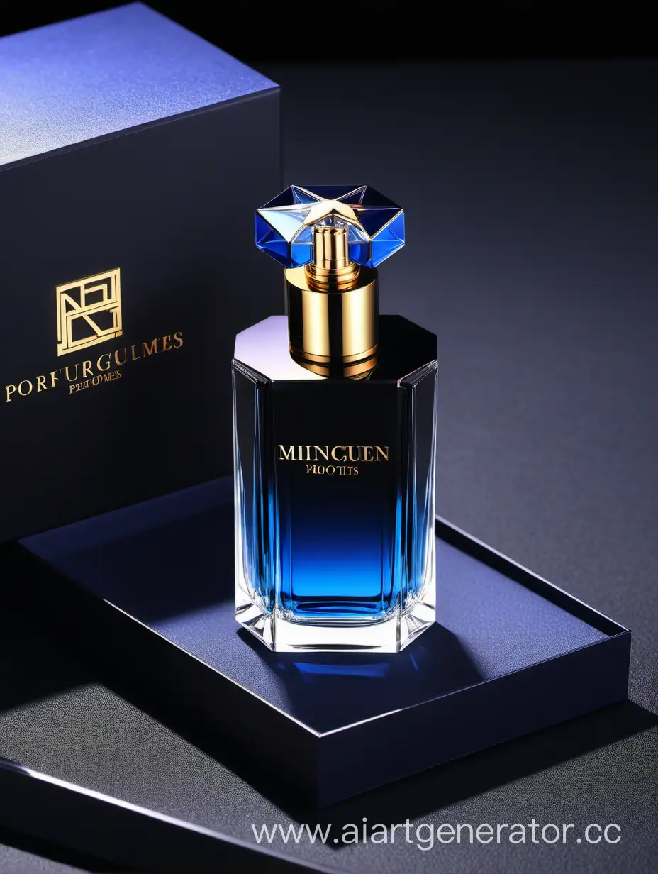 generate good photos of men's perfumes one box should be the largest, then descending and the last the smallest blue, black and golden