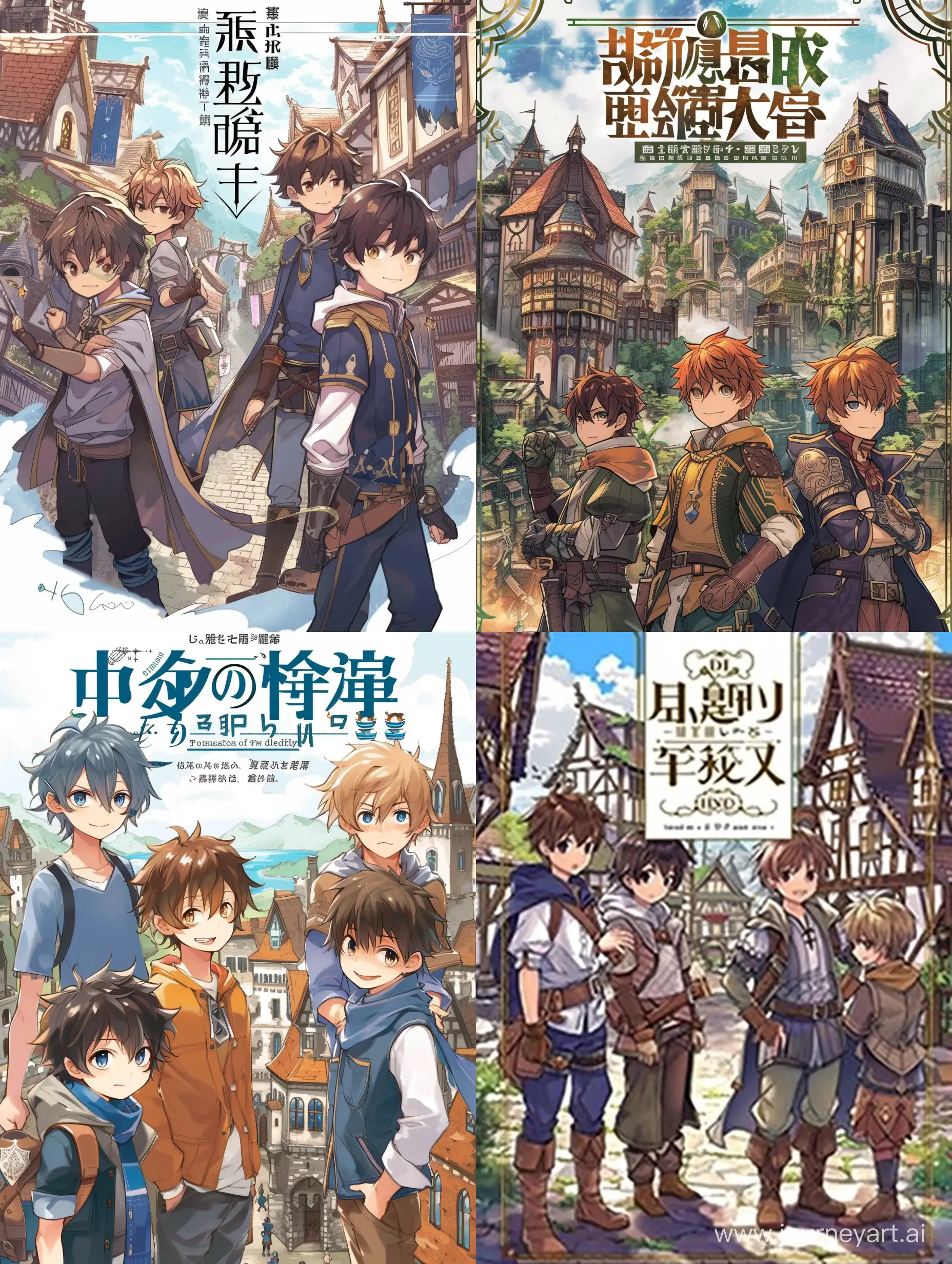 Fantasy-World-Adventure-Four-Boys-and-Enchanting-Buildings
