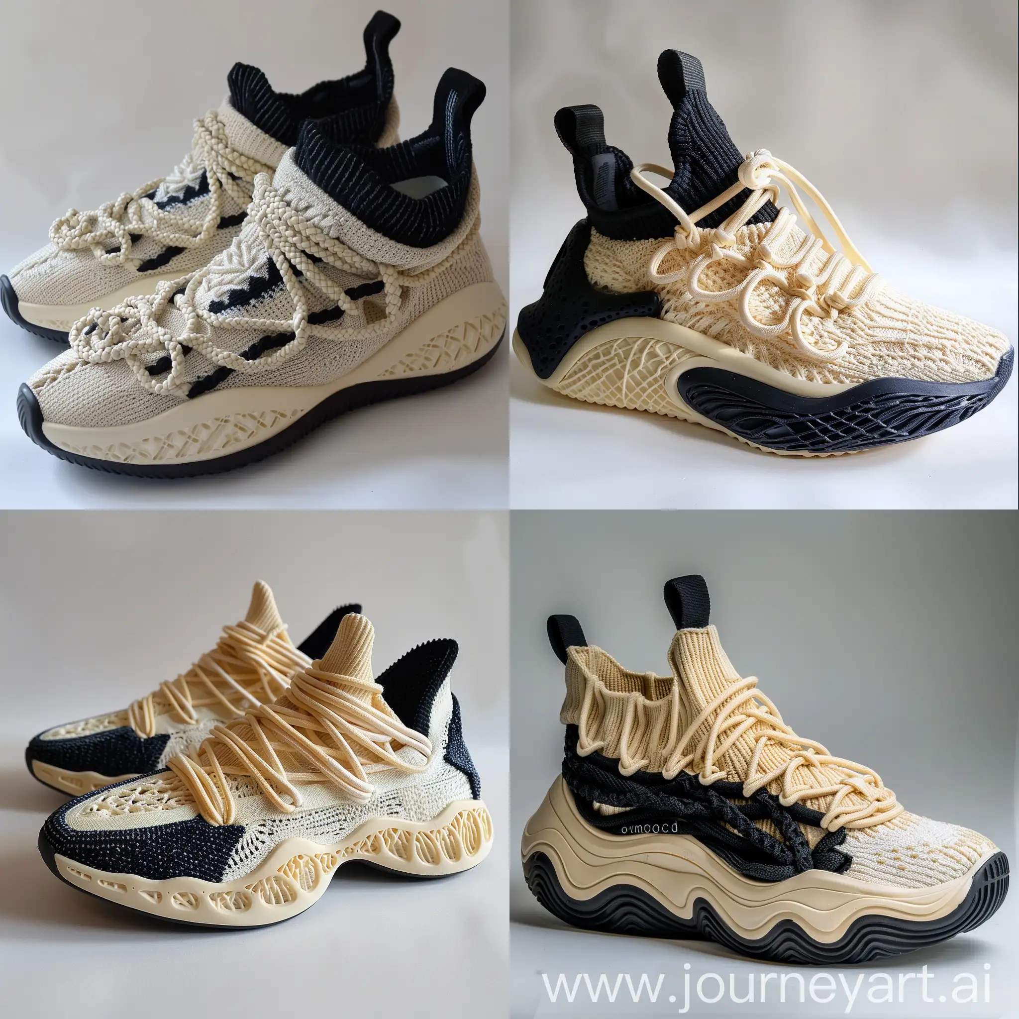 Orca-Whale-Inspired-Cream-Knitted-Sneakers-with-Black-Accents