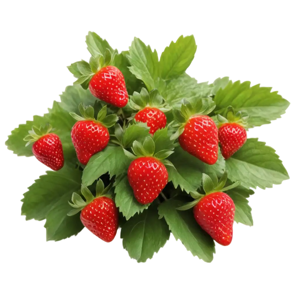 Vibrant-Bush-with-Enormous-Strawberries-Stunning-PNG-Image-for-Digital-Art-and-Culinary-Blogs
