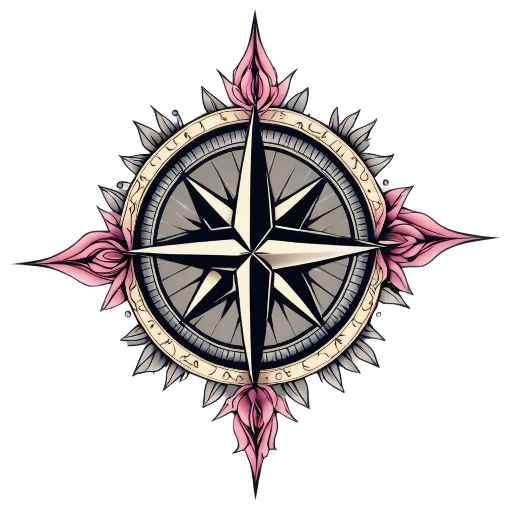 Tattoo style rose compass beautiful evoking spirit, love and deep meaning and the feeling of absolute bliss with light color background for t-shirt design