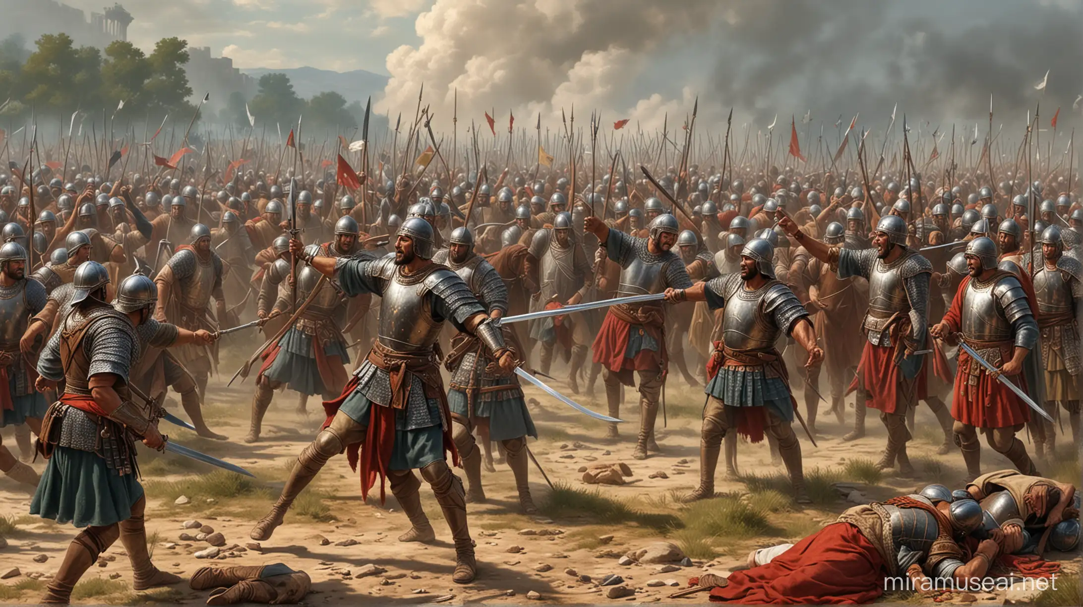 Muslim Soldiers Defeating Eastern Roman King in Battle | MUSE AI