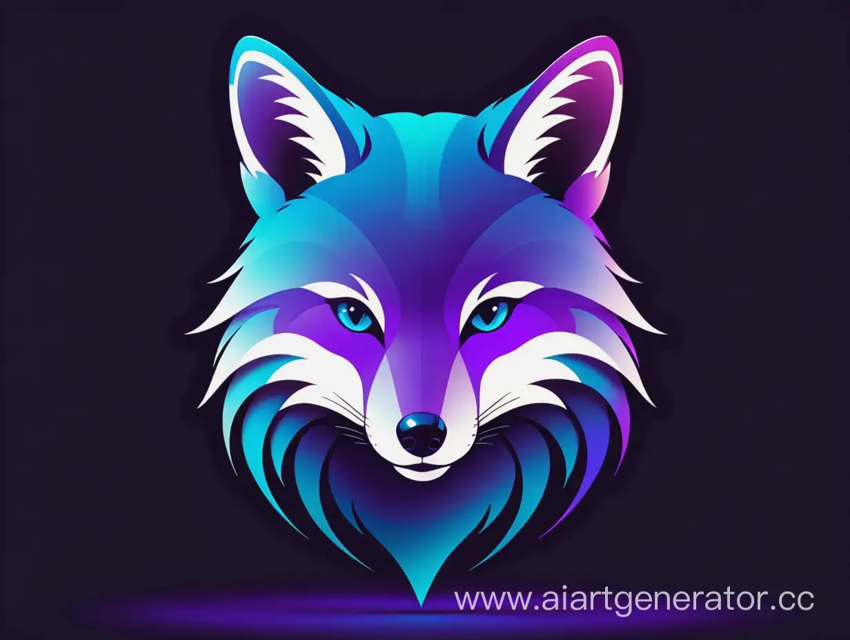 Ethereal-CyberPolar-Fox-Emblem-in-Mesmerizing-VioletBlue-Gradient