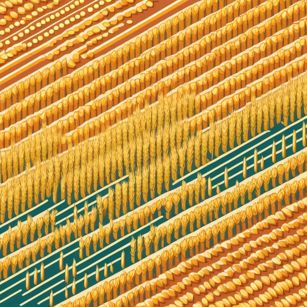 Axiometric Wheat Field in Vibrant 3Color Vector