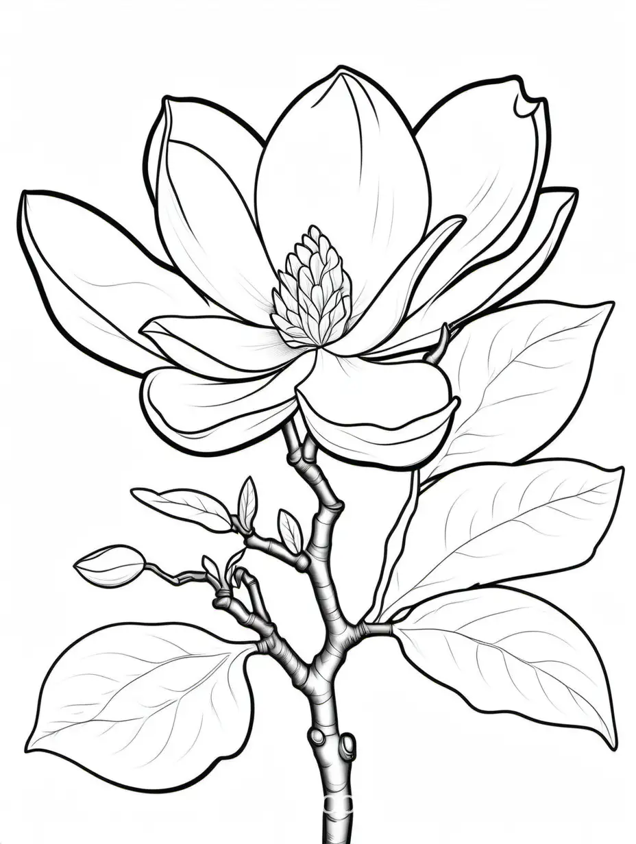 Simple-Magnolia-Coloring-Page-for-Kids