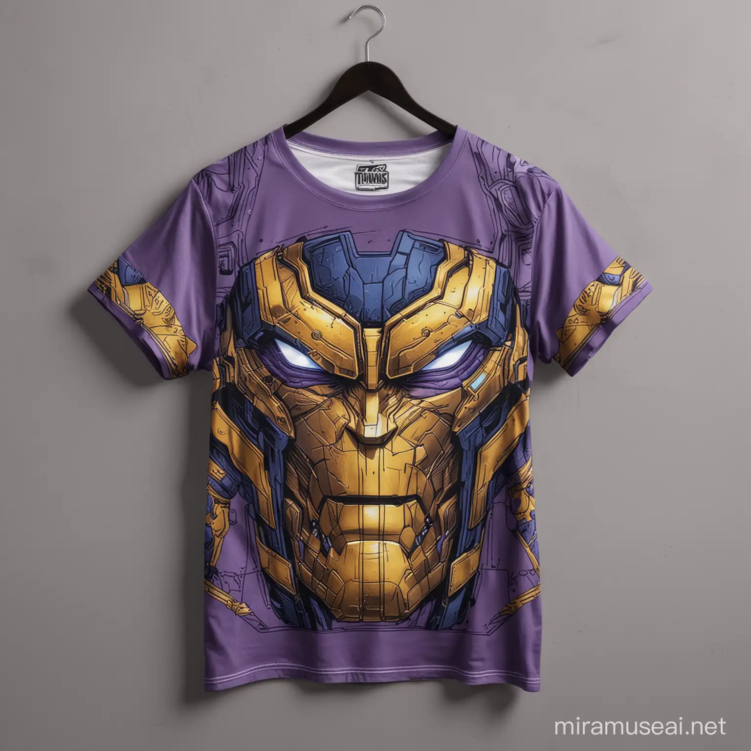 Thanos Pattern TShirt Hanging on Display