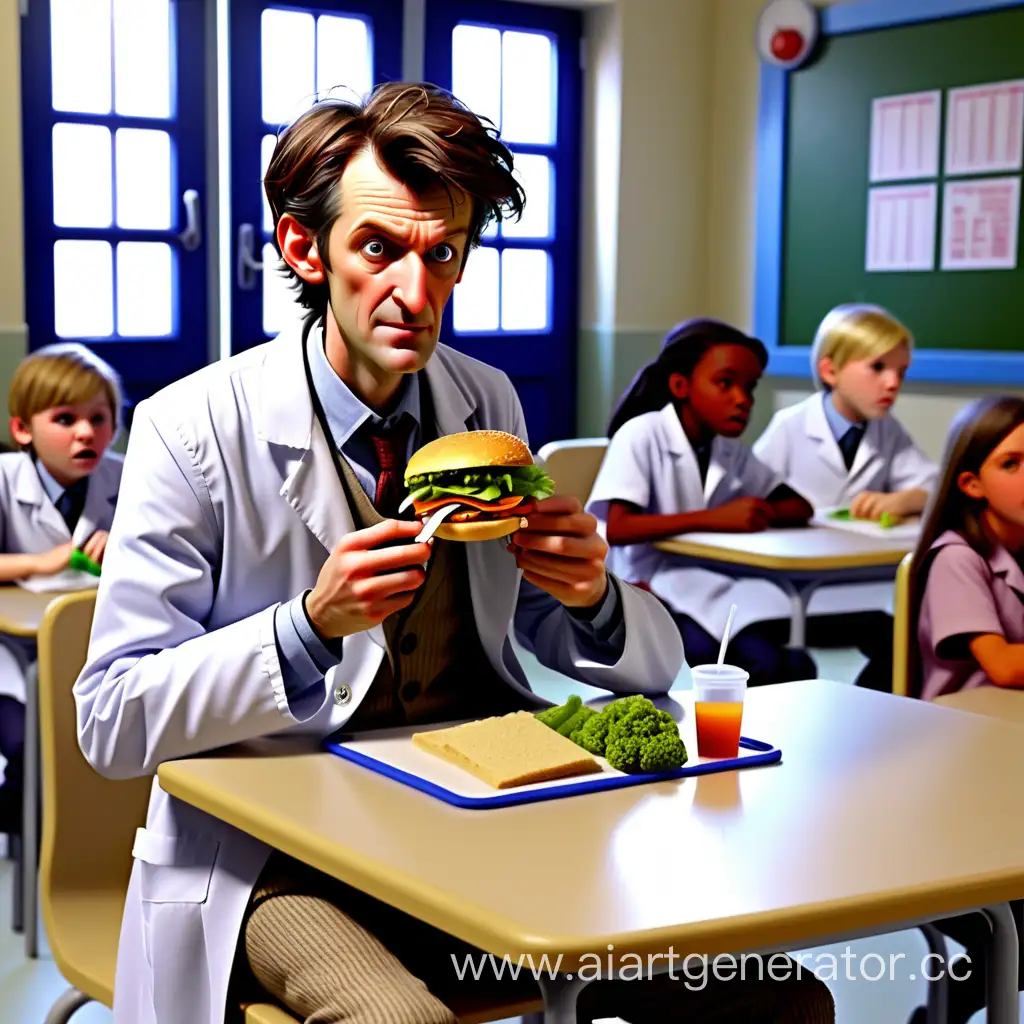 School-Lunch-Break-Doctor-Enjoying-a-Meal-in-Educational-Setting