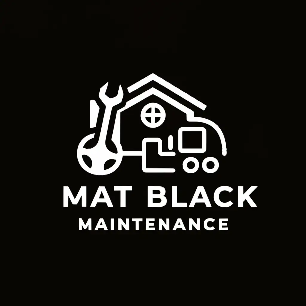 LOGO-Design-For-Mat-Black-Maintenance-Minimalistic-Icon-with-Wrench-House-and-Caravan