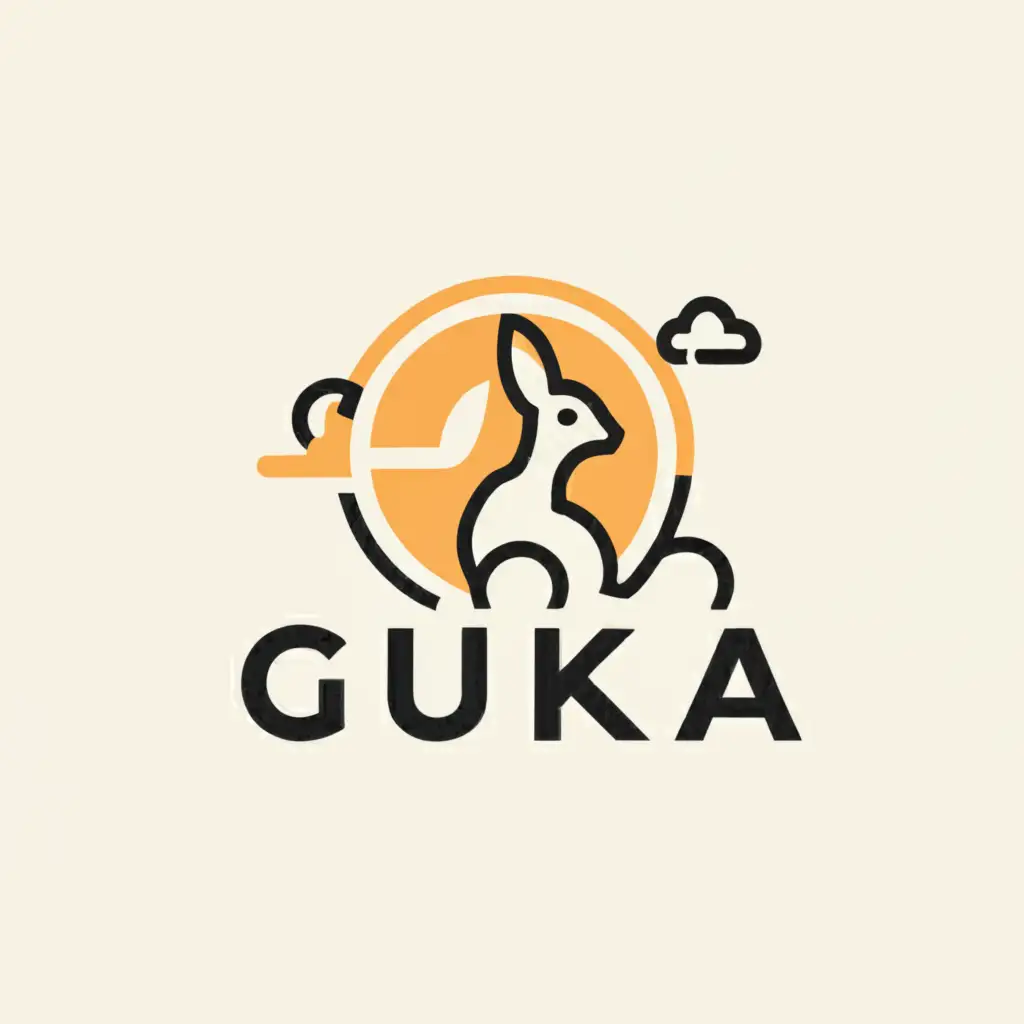 a logo design,with the text "G.U.L.K.A", main symbol:A hare on a cloud sniffs the sun,Moderate,be used in Entertainment industry,clear background