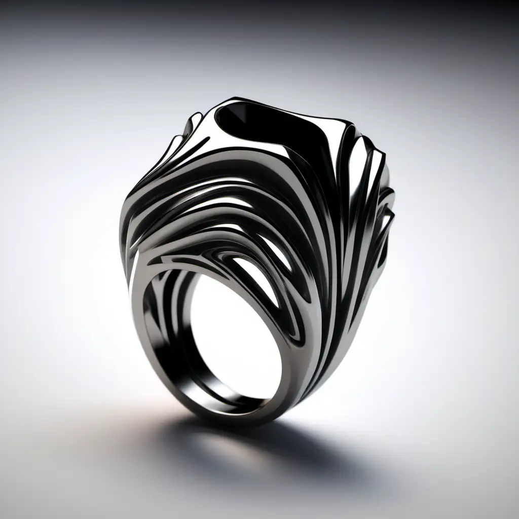 Bague art déco de style Zaha Hadid musclé