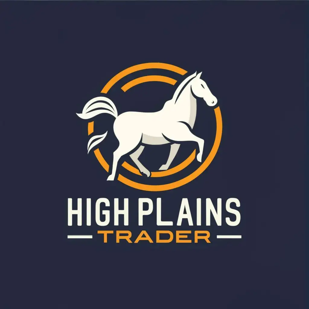 logo, horse Munehisa Homma Trading candles, with the text "High Plains Trader
Easy Trading
", typography, be used in Finance industry