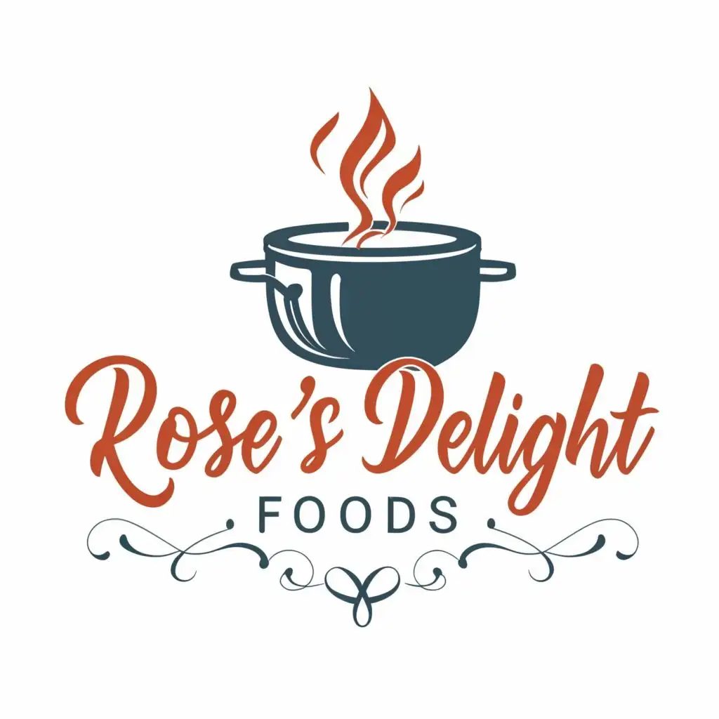 logo, Boiling pot, with the text "Rose's Delight foods", typography, be used in Home Family industry