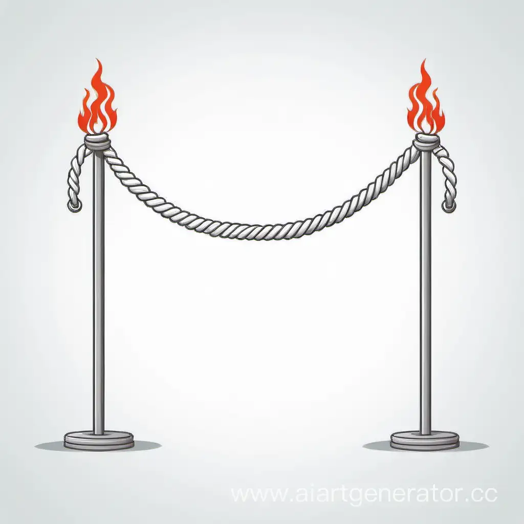 simple vector of Stanchions fire rope, white background.