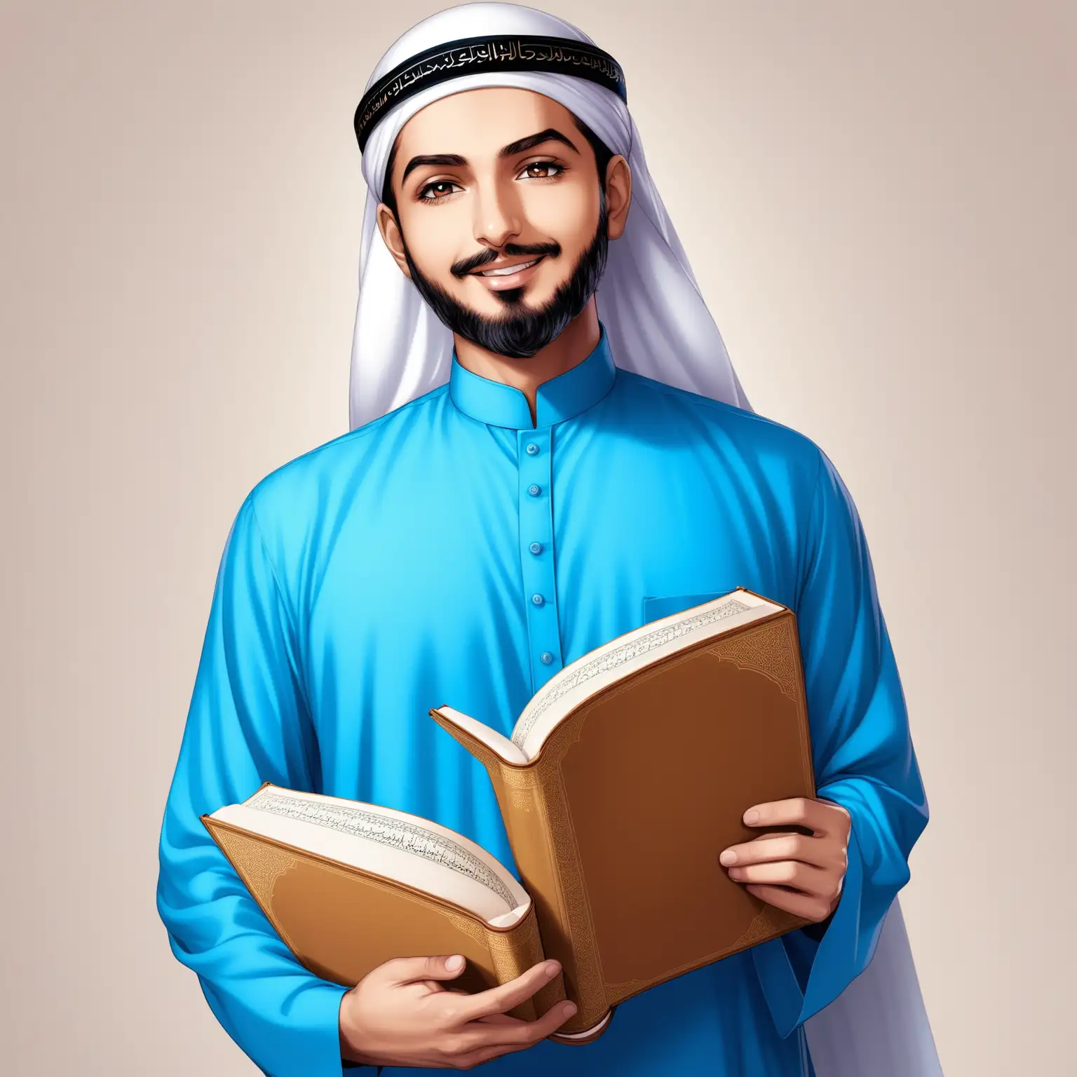 Quran Recitation Sheikh Teacher in Blue Shirt