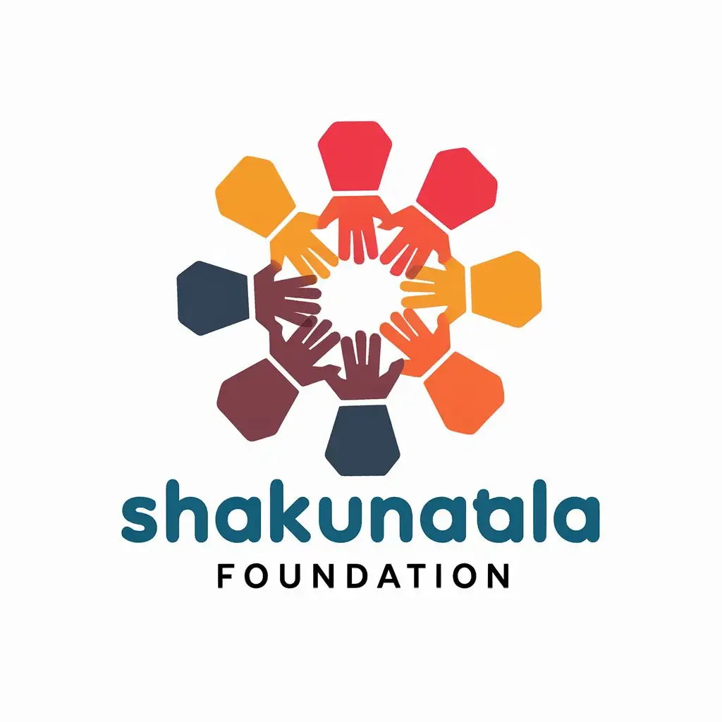 logo, group of people or hands who work for non profit organizations in helping people for food and clothes, with the text "Shakunatala Foundation", typography, be used in Nonprofit industry