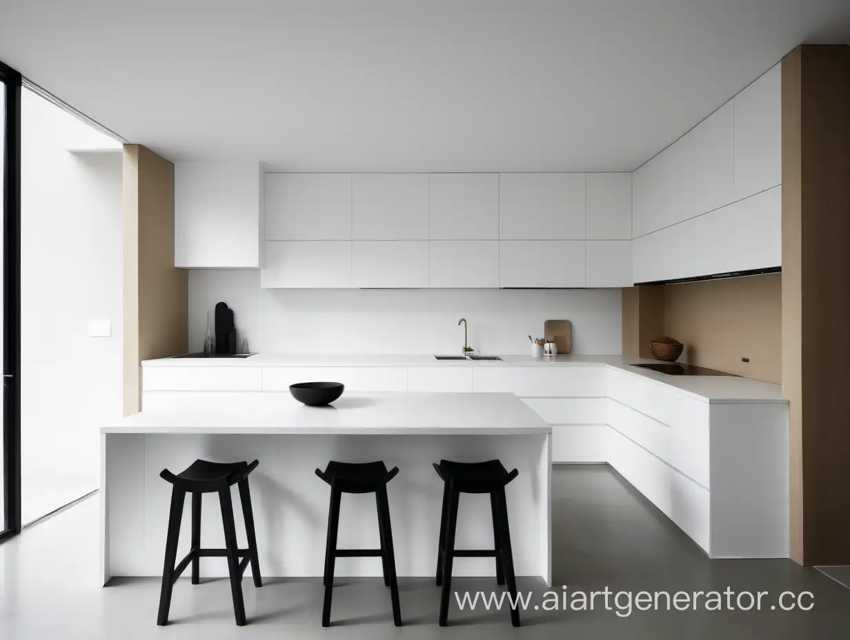 The kitchen is in a minimalist style