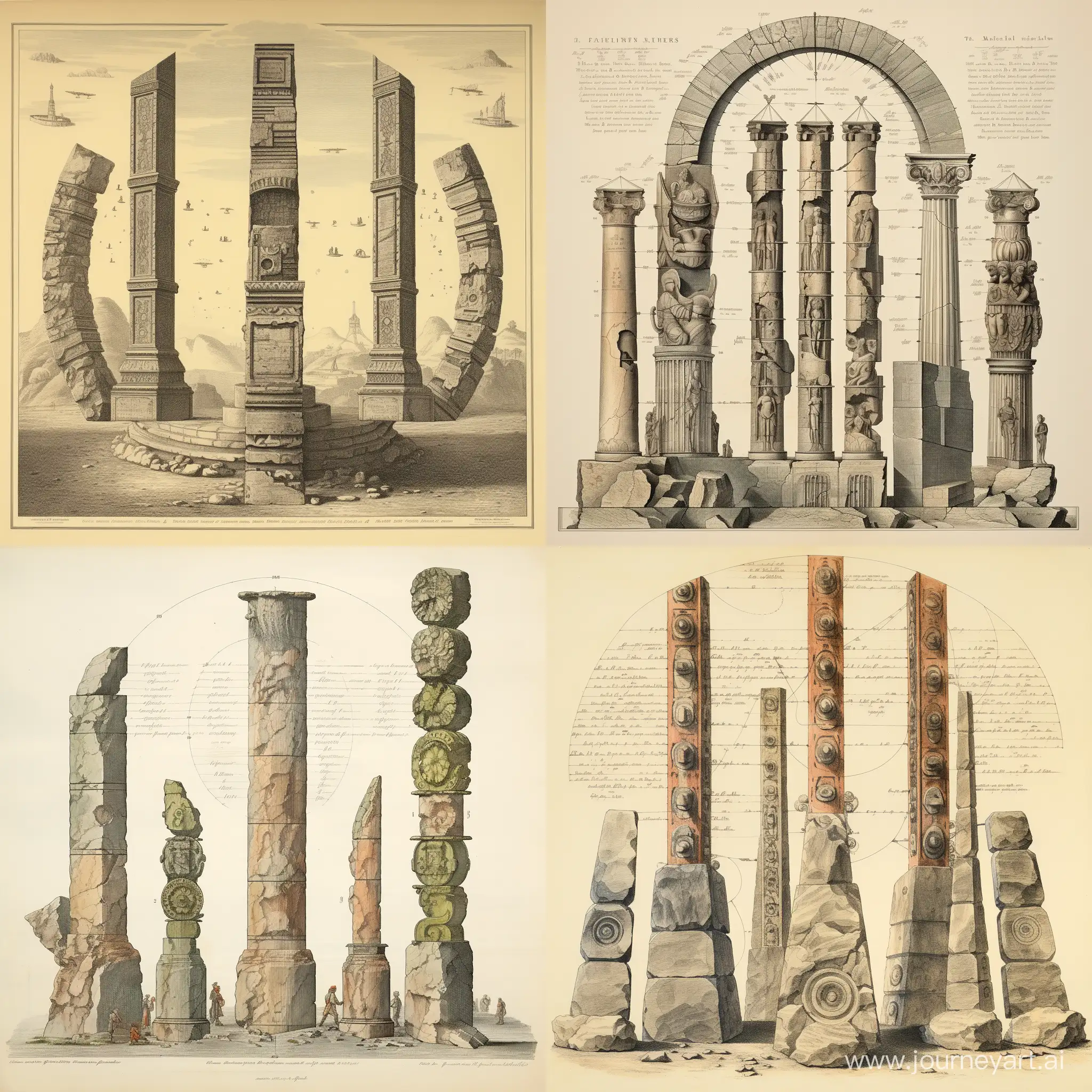 Ancient-Stone-Pillars-with-Scientific-Engravings-in-a-Circle-Formation