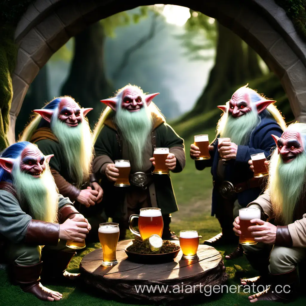 Hobbits-Brewing-Beer-with-Trolls-in-Enchanting-Fantasy-Scene