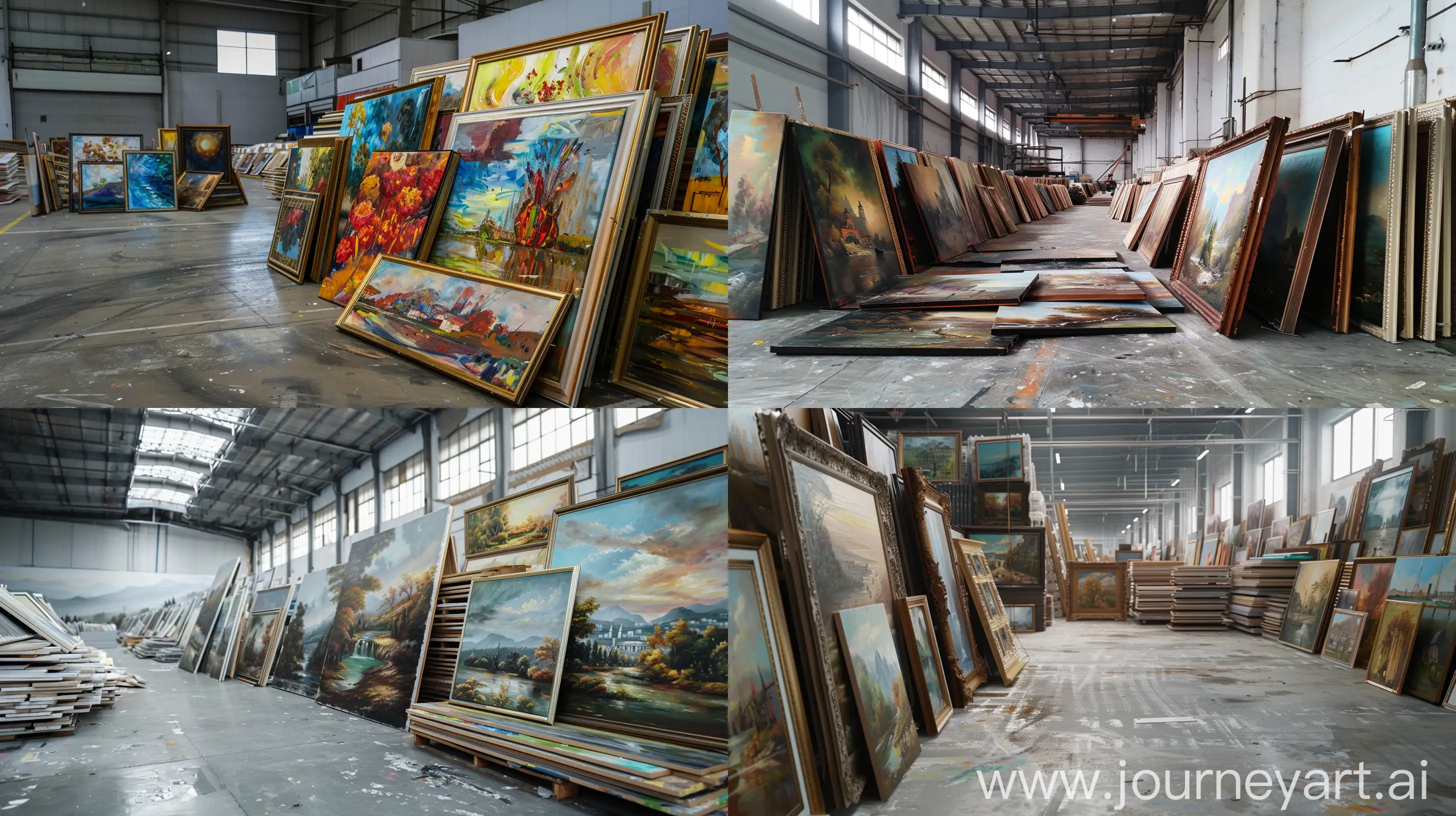 Large-Panoramic-Oil-Painting-Factory-with-10000-Unframed-HandPainted-Artworks