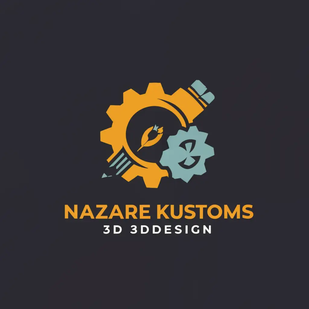 a logo design,with the text "Nazare Kustoms
3d
Design
", main symbol:Pencil, ruler,complex,be used in Technology industry,clear background