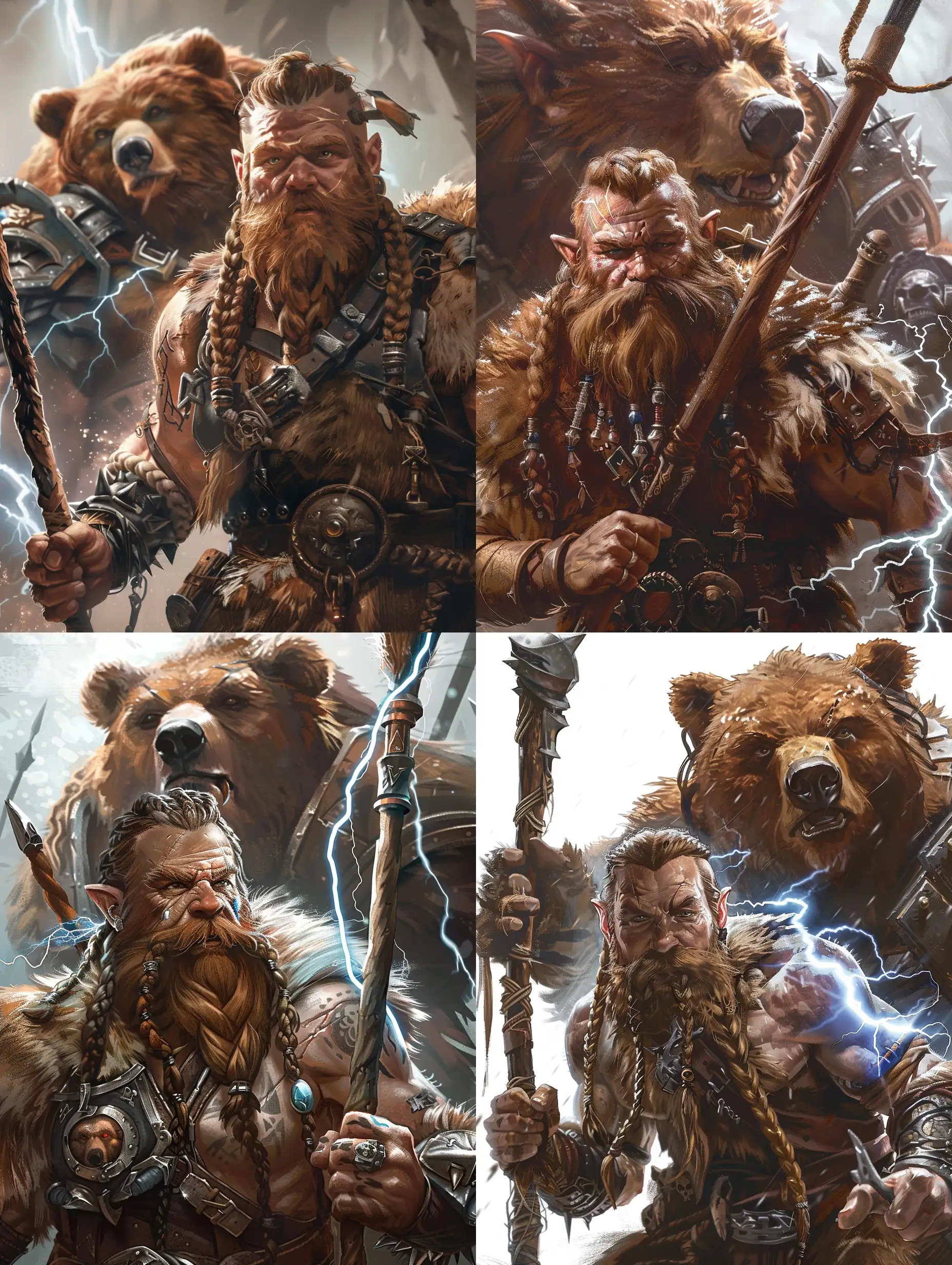 Dwarf-Sorcerer-Casting-Lightning-Spell-with-Bear-Companion