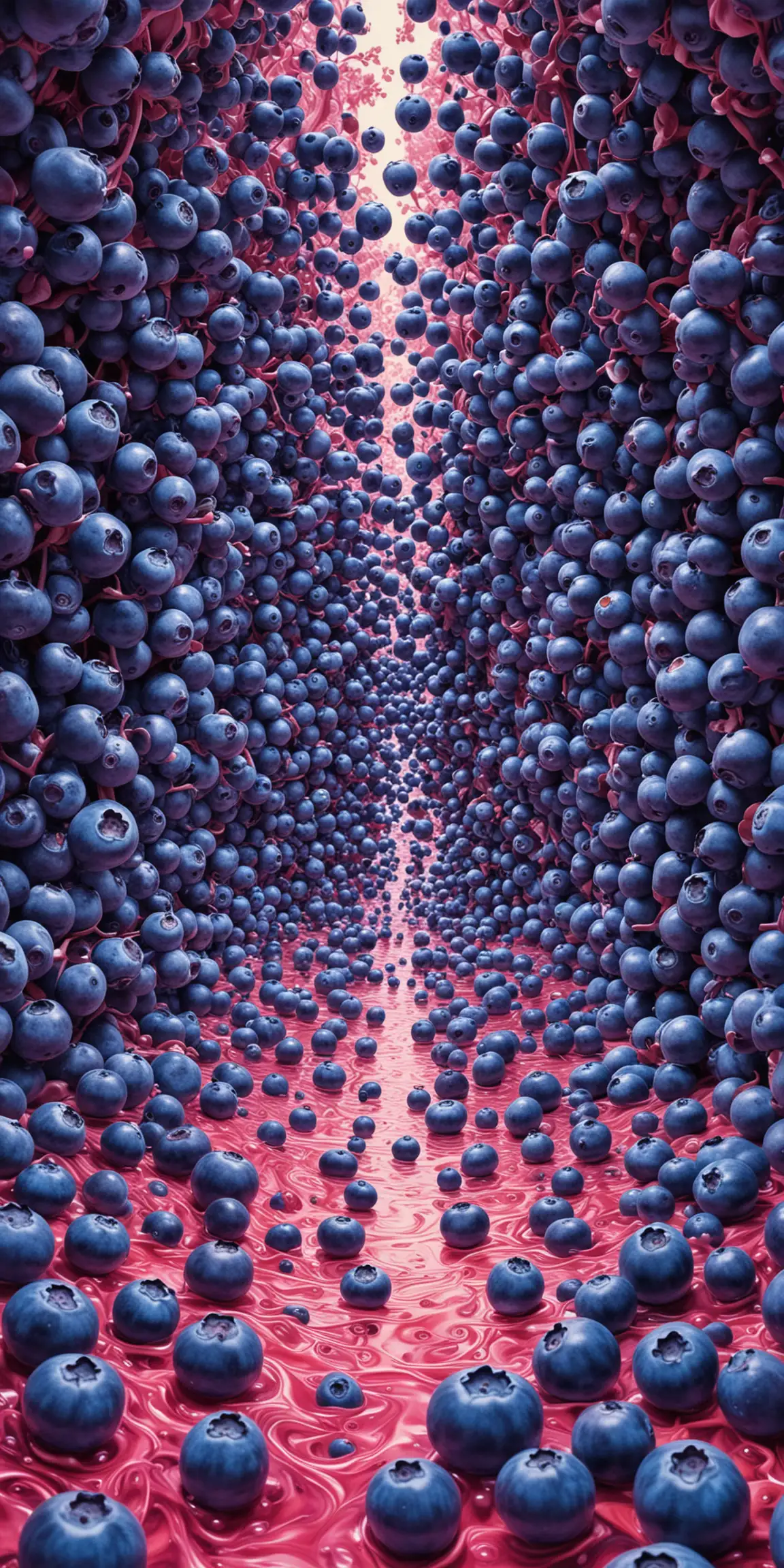 trippy psychedelic artwork of blueberries in a dream