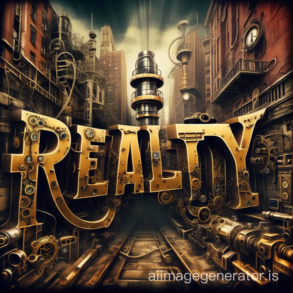 The Name REALITY'S SOURCE CODE in steampunk graffiti style letters