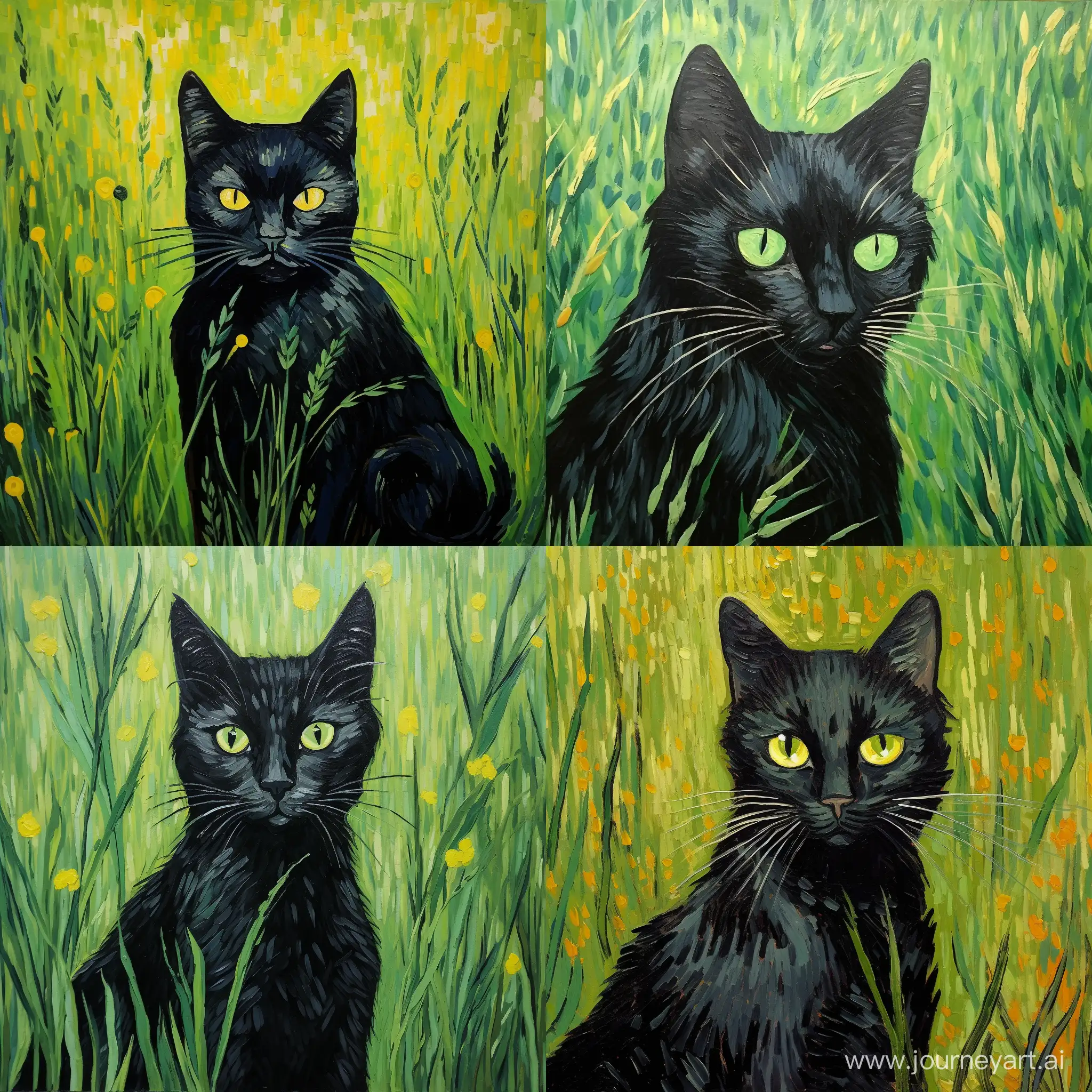 Stunning-Black-Cat-with-Enchanting-Green-Eyes-Artistic-Rendering-by-Vincent-van-Gogh